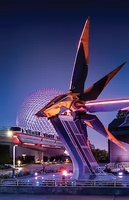 Epcot Guardians Of The Galaxy Cosmic Rewind Exterior Night Photo Monorail Poster • $19.49