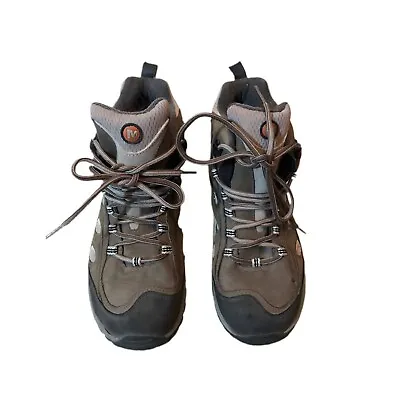 Merrell Women’s Radius Mid Waterproof Hiking Size 9.5 Walnut/Mist Green EUC • $50