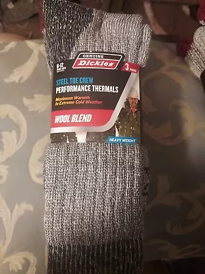 3 Pairs Dickies Steel Toe Heavyweight Wool Blend Performance Thermal Crew Socks • $9.99