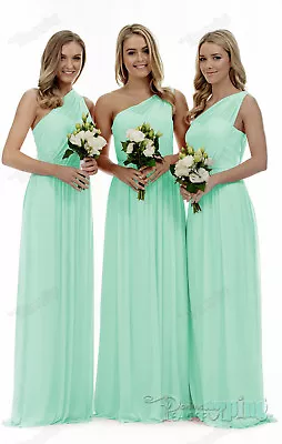 Chiffon One Shoulder Long Evening Formal Party Ball Gown Prom Bridesmaid Dresses • £41.90