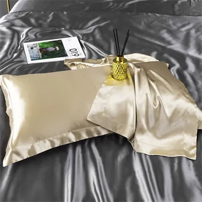 1/2pcs Mulberry Silk Pillow Case 25 Momme Anti-wrinkle Bed Soft Skin-friendly UK • £7.76