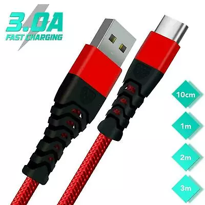 1M 2M 3M Long USB C Charging Charger Data Cable Lead For Samsung Android Phones • £2.49