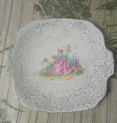 H&K Tunstall Crinoline Lady Square Cake Plate 10.6  • £15