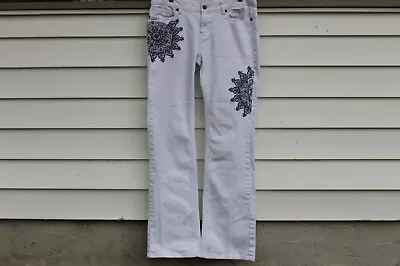 New Andrew Charles Women's Vanilla Ice Mystic Jeans  Blue Embroidery Sz L  • $21.98