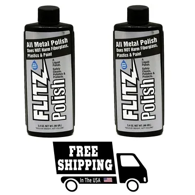 FLITZ Metal Plastic & Fiberglass Polish 3.4oz Liquid Formula 2 PACK * SEE VIDEO • $16.99