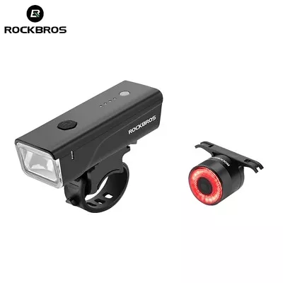 ROCKBROS Cycling Headlight Taillight Set Waterproof Bicycle Bike Lights USB-C • $37.88