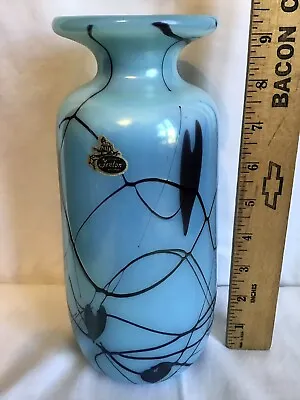 $429 • Buy Limited David Fetty Fenton Art Glass Turquoise Hanging Hearts Vase #114/600