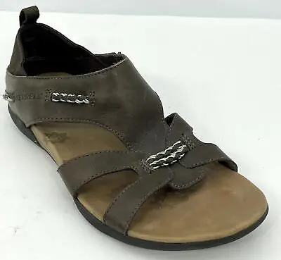 Merrell Flaxen Expresso Women's Brown Leather Pull On Sandals Casual Sz 7 M • $48.50