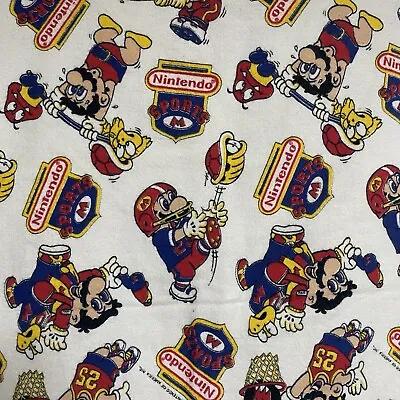 Mario Bros Fabric Flannel 1990 Nintendo Sports Licensed 41  X 149  4yds • $99.99