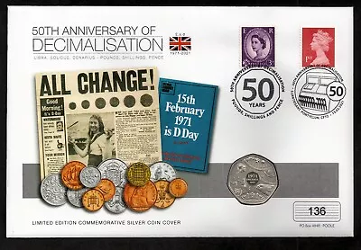 2021 50th Anniversary Of Decimalisation Silver Proof 50p Coin Cover • £26