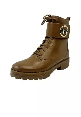 Michael Kors TATUM Leather Ankle Combat Boots Womens Size 9 Or 9.5 Luggage Color • $105