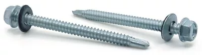 25 #14 X 4 Self Drilling Roofing Screws Hex Washer Head EPDM 410 STAINLESS STEEL • $29.99