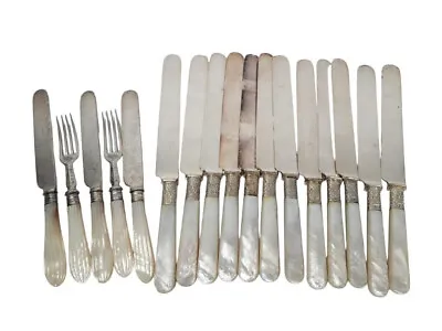 Vintage J. Russell & Co 1834 Mother Of Pearl Serving Ware Knives Silver Plated • $119