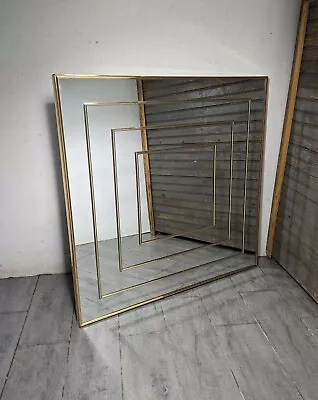 Vintage Sharon Gold Geometric Wall Mirror Mid Century Modern Diamond Art Deco • $405