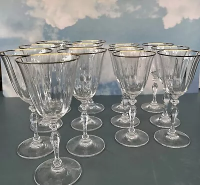 Set Of 13 Mikasa Clear Glass Allegro Gold 7.5” & 8  Water Goblets-optic Bowl • $75