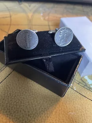 $13.98 • Buy Mercury Dime 90% Silver Coin Jewelry Cuff Links-Handmade-Vintage