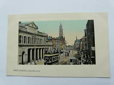 Colchester High Street Trams. Early Undivided Back Valentines Postcard • £2