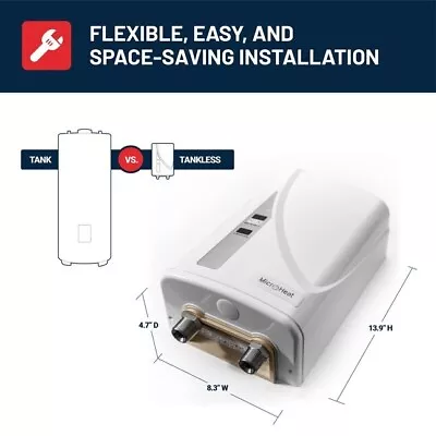 Micro-Heat Electric Tankless Water Heater - MH Series 6-13HW - RETAIL COST $979 • $399