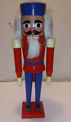 NUTCRACKER 13 1/2 In Tall Red Blue Arms Move Bright Colors Vintage • $9.99