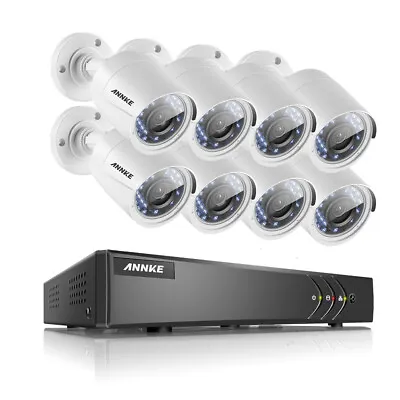 ANNKE 8CH 5IN1 DVR Recorder 8X 720P Outdoor IR Cut CCTV Camera Security System • £119.99