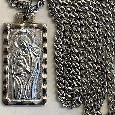 Madonna & Child Pendant Necklace Virgin Mary & Baby Jesus Pendant • $12.95