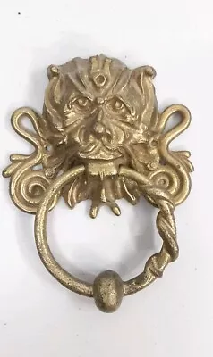 $160 • Buy Vintage Cast Brass Gargoyle Head Door Knocker 8”L 6”W  - 3lbs Weight Stock #E413
