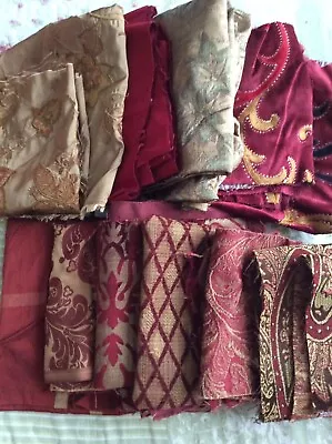 2.5 Lbs Of Vtg Remnant Fabric Pieces Burgundy/Brown EmbroideryTapestrySatin Etc. • $24.99