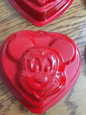 1 Vintage DISNEY  MICKEY MOUSE  Metal Teflon CAKE PAN Heart Mold ~5.5x5.5” • $8.50