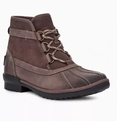 UGG Greda Waterproof Duck Boot Brown Leather/Suede Women’s New Size 9 EU 40 • $98