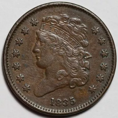 1835 Classic Head Half Cent - Scratches - Rotated Die - 1/2c Copper Penny - L43 • $98.99