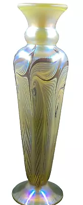 Gorgeous Vintage Vandermark (Signed) Studios Pulled Feather Glass Vase 13.5” H • $495