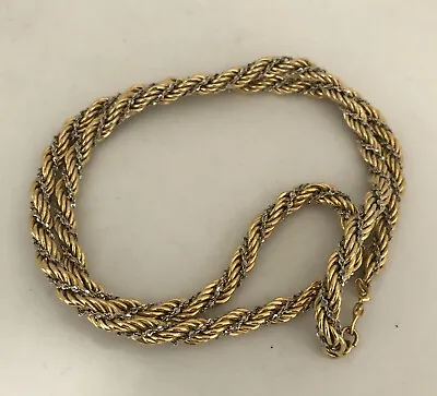 MONET Goldtone Twisted Rope Chain With Silvertone Chain  24” Necklace Vintage • $18.95