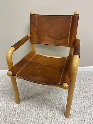 $1799.99 • Buy Vintage Scandinavian Artek Safari Brown Leather Chair Birch Wood Ben Af Schulten