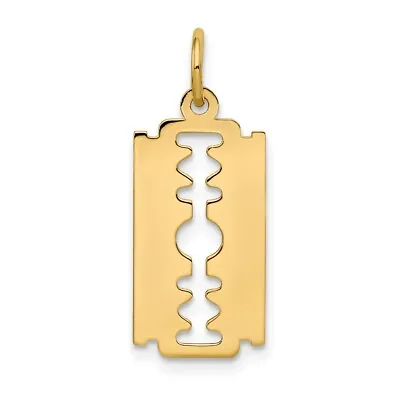 10K Yellow Gold Polished Razor Blade Charm • $137.89