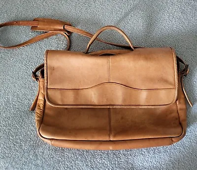 Vintage Leather Briefcase Messanger Computer Bag. Distressed • $57.99