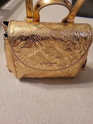 Vintage Love Moschino Gold Shiny Fashion Convertible Backpack/Cross Body Handbag • $99.97