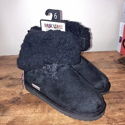 Muk Luks Womens Knit Boots Size 6 Black Shoes Cuff Up Or Down • $12.99