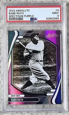 Babe Ruth 2022 Panini Absolute Baseball  Purple Spectrum 3/25 Jersey # 1/1 PSA 9 • $149.99