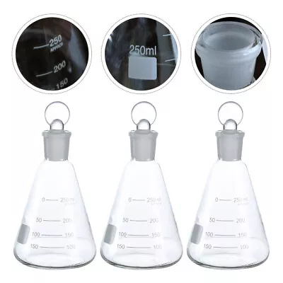  3 Pcs Erlenmeyer Flask Glass Mini Conical Flasks Lab Bottle • £27.25