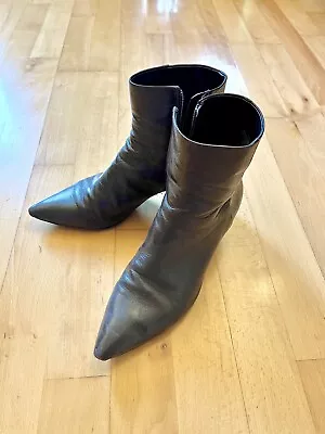 Mango Pointed Ankle Mid-healed Boots Size 37 UK 4 Dark Chocolate • £0.99