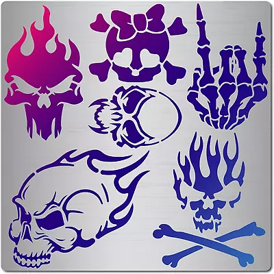 6.3 Inch Skull Metal Stencil Stainless Steel Painting Template Journal Tool For  • $18.99