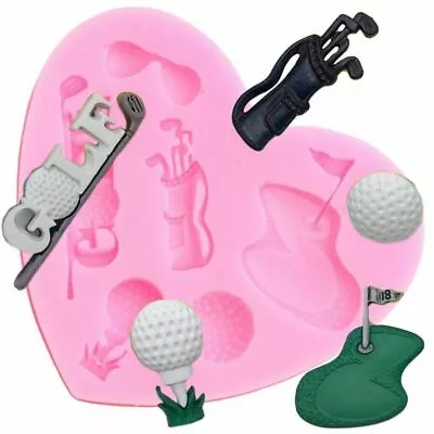 Golf Theme Silicone Mould Fondant Sport Golfing Ball Cake Chocolate Baking Mold • £3.35