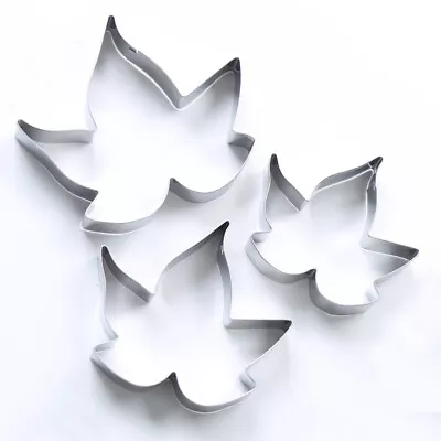  3pcs Maple Leaf Stainless Steel Fondant Cookie Cutter Set Fruit Cake Molds • $9.67