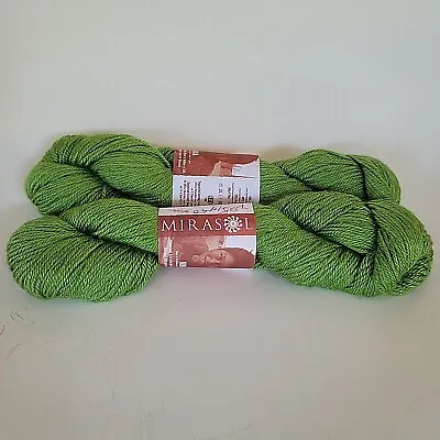 Lot 2 Hanks Mirasol Nuna Yarn Wool Silk Viscose Green 197 Yd Y02-1 • $17.99