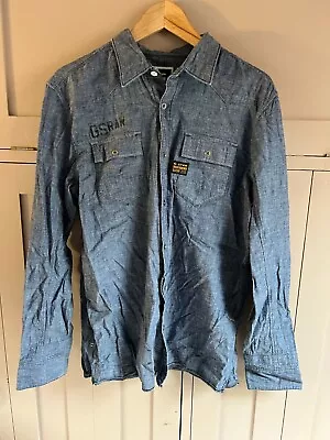 G Star Raw New Midnight Light Men's Denim Shirt In Blue - XL Size - Rare • £15