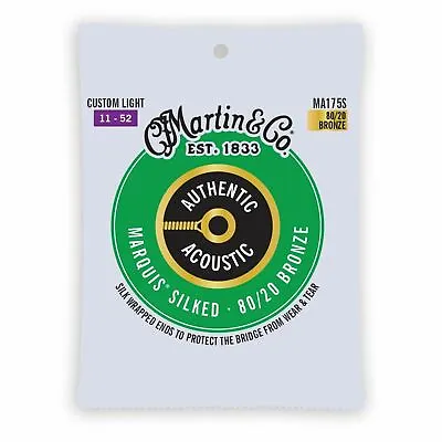 Martin MA175S Authentic Acoustic Marquis Silked Guitar Strings Custom Light • $10.95