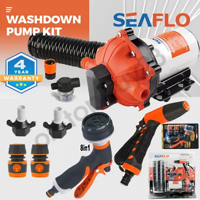 SEAFLO Pump 12V 5GPM 70PSI Deck Washdown Pump Kit For Boat Caravan Yacht Wash • $153.68