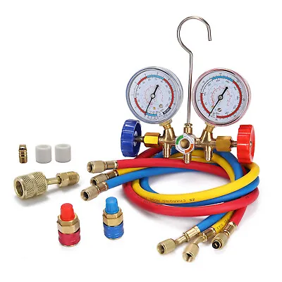 Manifold Gauge Set A/C Recharging Hose For R134-A R-22 R-404A Refrigeration Z2J2 • $30.99