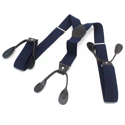 Brand New 1 PC Button Holes Link Men's Suspenders-Navy Blue Color Adjustable • $5.91