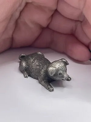 Vintage Hudson Pewter Miniature Pig Piggy Figurine Farm Animal Trinket **** • $9